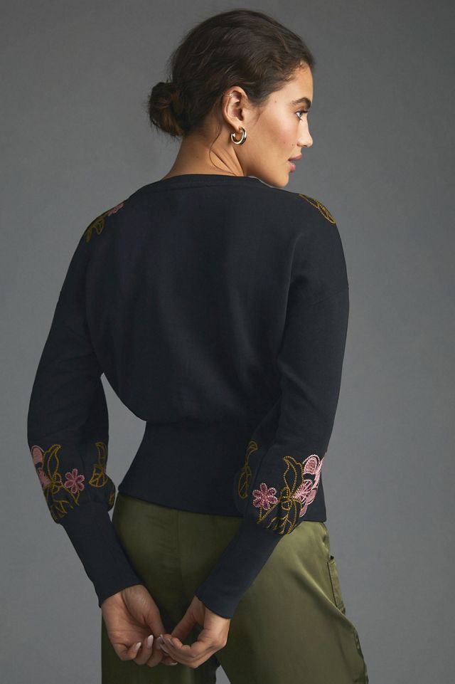 Embroidered Floral Sweatshirt #1