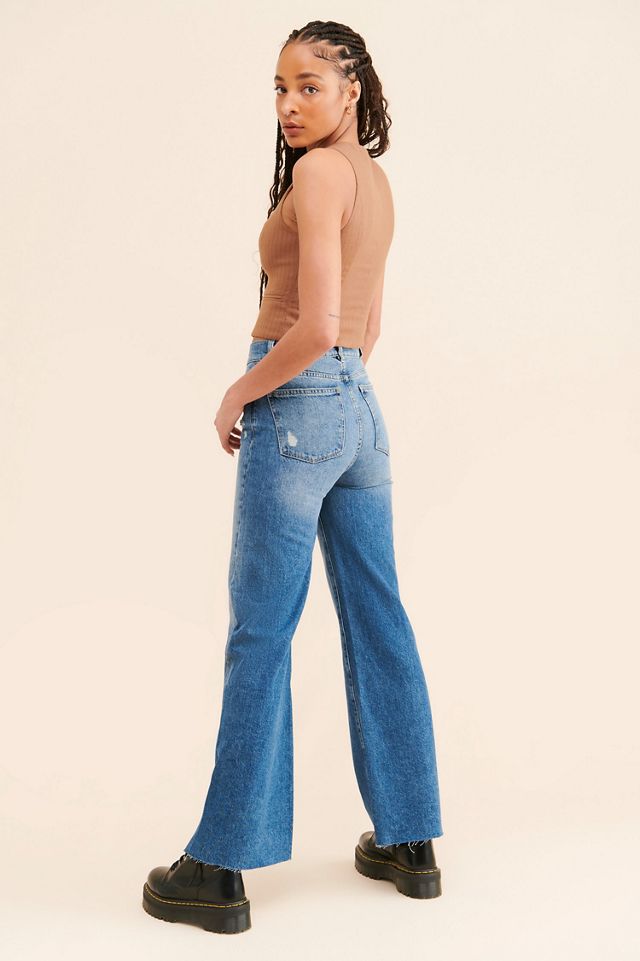 DL1961 Hepburn Wide-Leg Distressed Hem Jeans #1