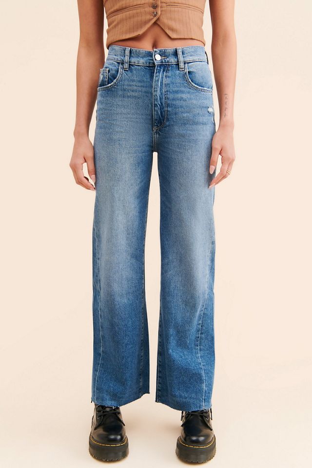 DL1961 Hepburn Wide-Leg Distressed Hem Jeans #4