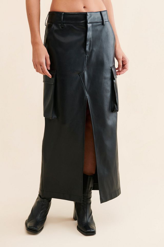 Avec Les Filles Cargo Vegan Leather Skirt #1