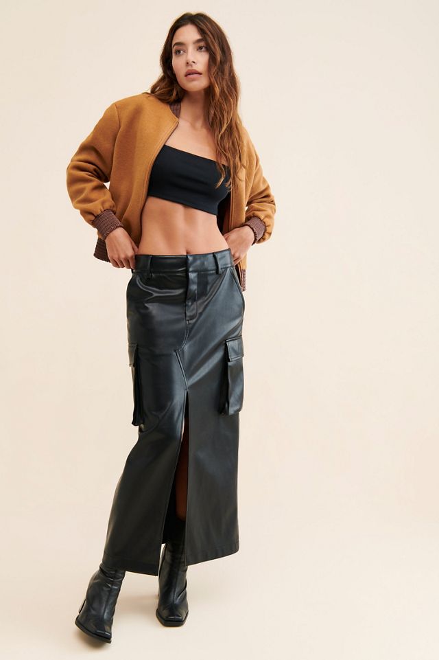 Avec Les Filles Cargo Vegan Leather Skirt #4