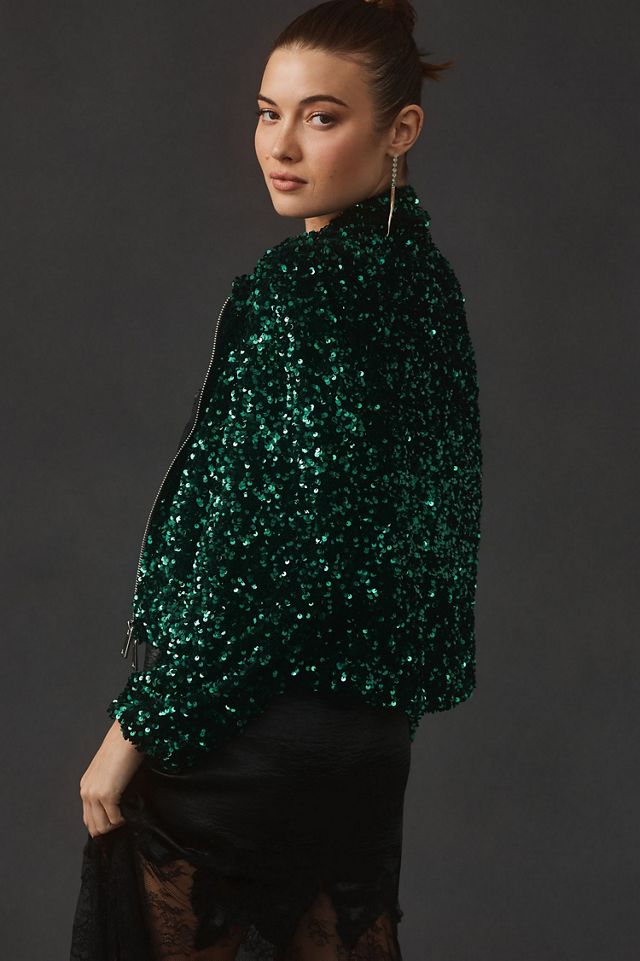 Maeve Sequin Bomber Jacket #4