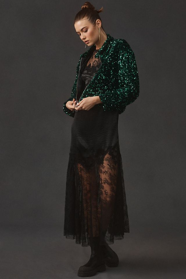 Maeve Sequin Bomber Jacket #2