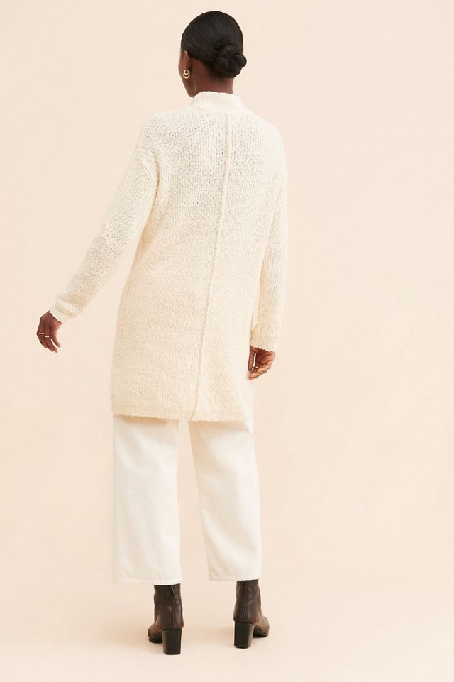 Flat White Turtleneck Tunic Slit Sweater #4
