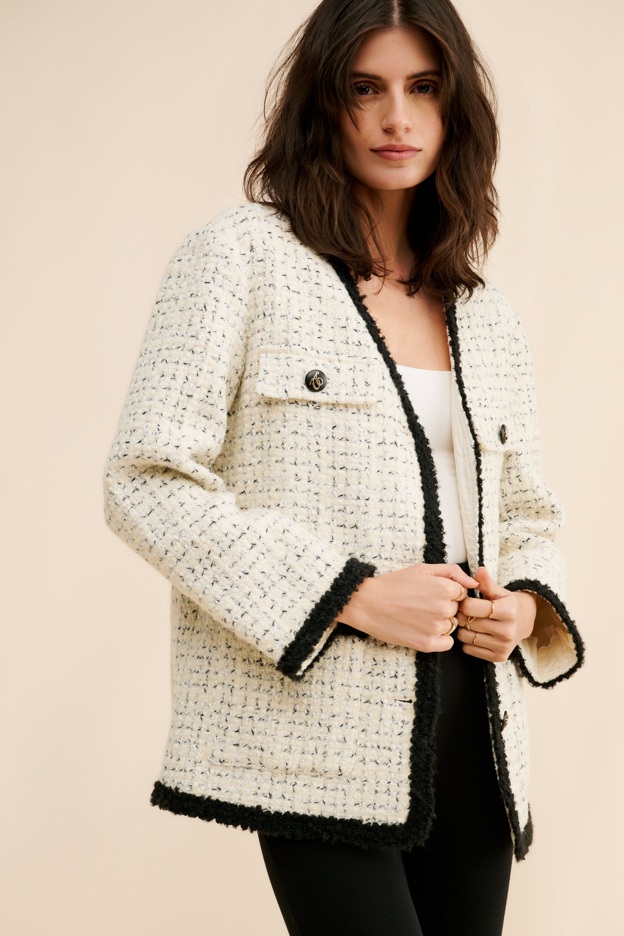 ASTR the Label Editha Wool Blend Tweed Coat
