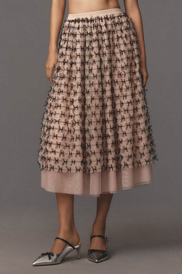Maeve All-Over Bow Tulle Midi Skirt #3