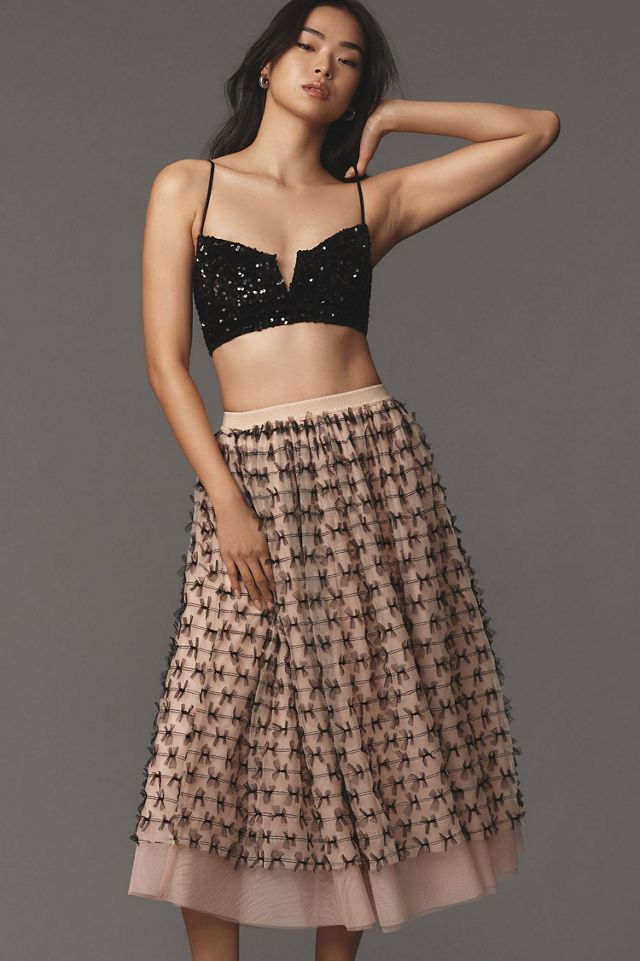 Maeve All-Over Bow Tulle Midi Skirt #2