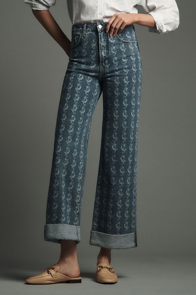 Pilcro The Austyn High-Rise Cuffed Wide-Leg Jeans: Printed Edition #3