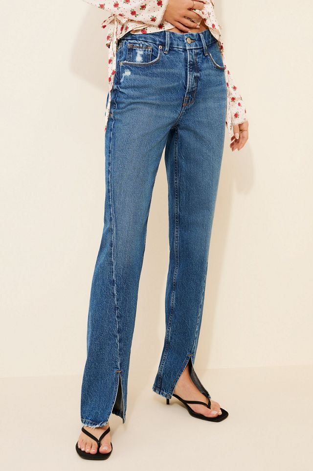 Good American Good Icon Twisted Slit Straight Leg Jeans #1
