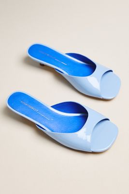 Intentionally Blank Patent Leather Kitten Heel Sandals