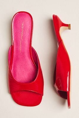 Intentionally Blank Patent Leather Kitten Heel Sandals