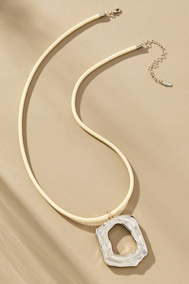 By Anthropologie Women's Beige Round Pendant Cord Necklace
