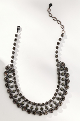 By Anthropologie Chunky Layered Crystal Necklace In Black