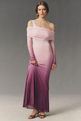 knit metallic dress Ingrid Metallic Knit Maxi Dress - Bronze