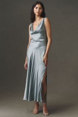 BHLDN Aurora Cowl-Neck Maxi Slip Dress