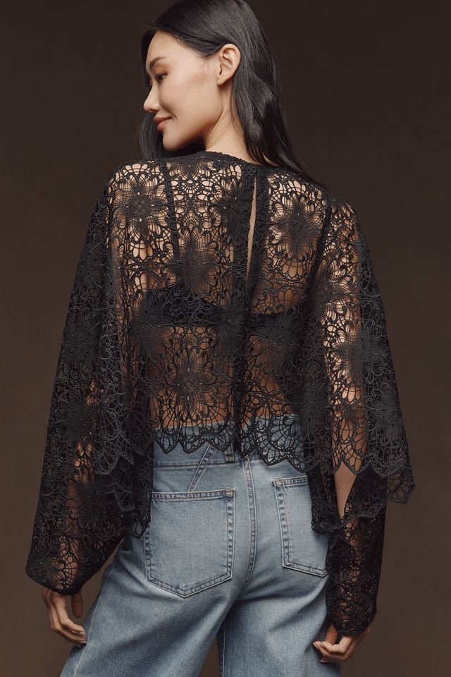 Current Air Cutwork Lace Poncho | Anthropologie