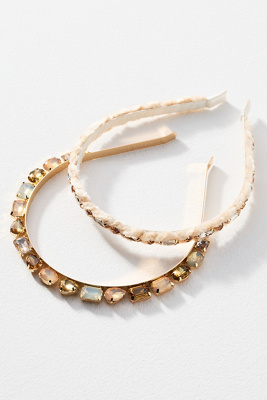 By Anthropologie Gemstone Headbands, Set Of 2 In Gold