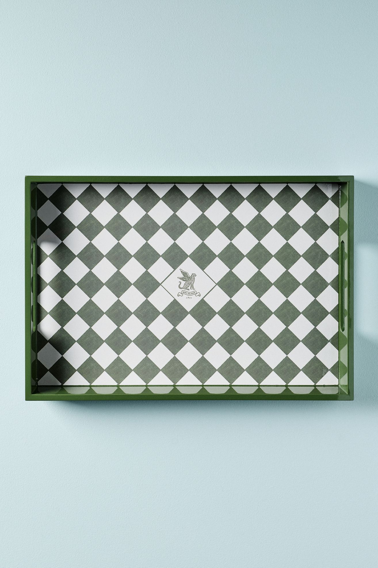 Hotel Lacquer Checkered Tray - Green Checkered, Assorted