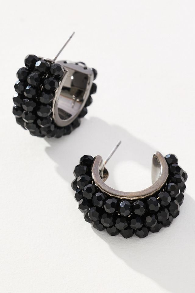 Stone Cluster Hoop Earrings