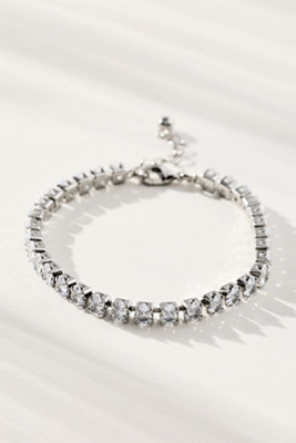 By Anthropologie High-shine Crystal Bracelet In Silver
