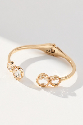 By Anthropologie Crystal Hinge Cuff Bracelet In Gold