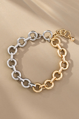By Anthropologie Mixed Metal Link Bracelet In Gold