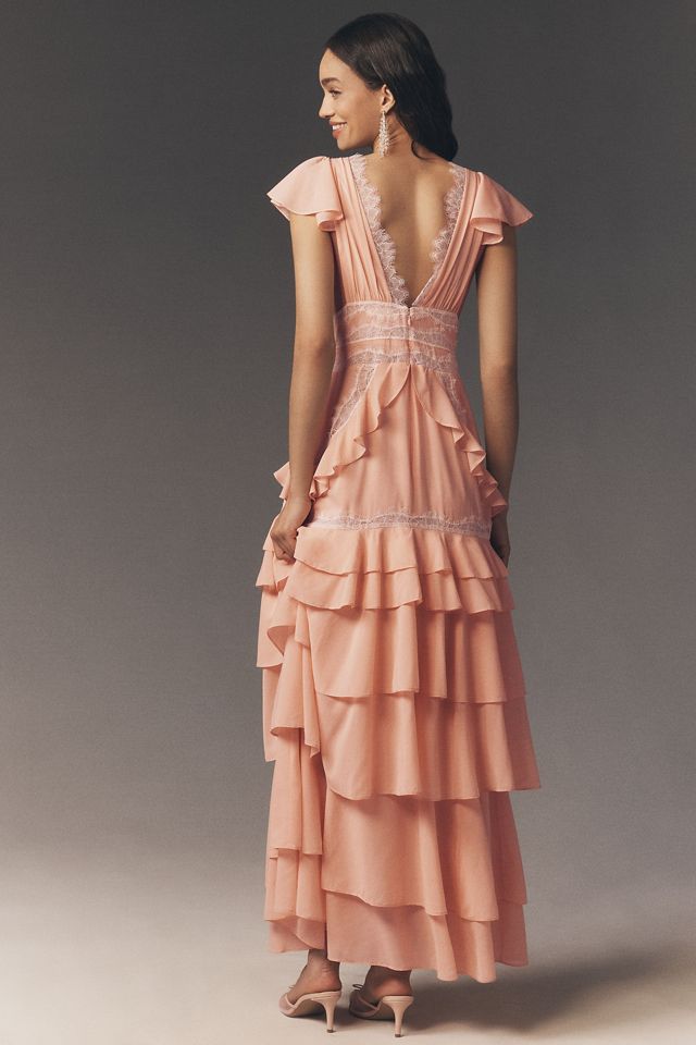 adrienne ruffled boho maxi dress Mismatched Bridesmaid Dresses, Modern Bridesmaid Dresses, Long Bridesm –  SofieBridal main image 1