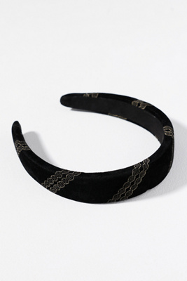 By Anthropologie Velvet Puff Headband In Black