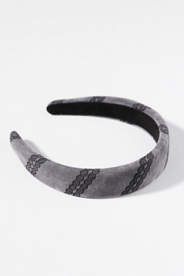 By Anthropologie Velvet Puff Headband In Gray