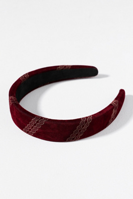 By Anthropologie Velvet Puff Headband In Purple
