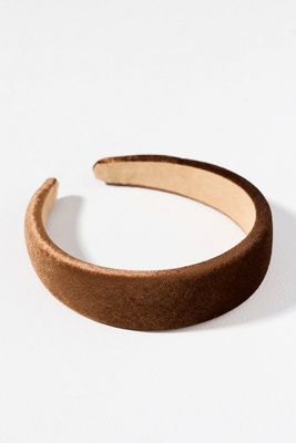 By Anthropologie Puffy Velvet Headband In Brown