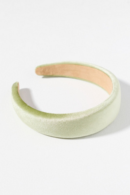By Anthropologie Puffy Velvet Headband In Green