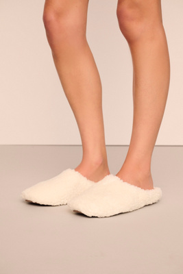 Eberjey Sherpa Fleece Slide Slippers In White