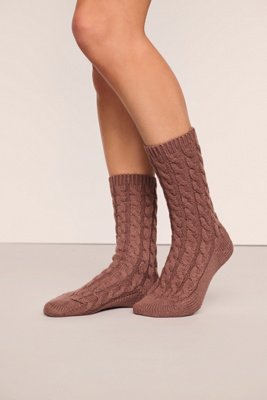 Eberjey Cozy Cable-knit Crew Socks In Pink