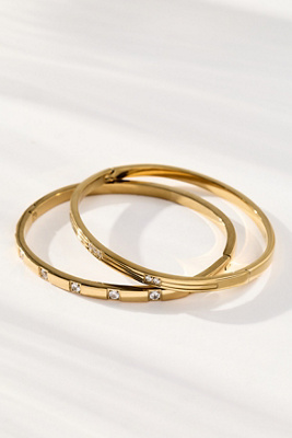 By Anthropologie Metal Stacking Bracelets, Set Of 2 In Gold