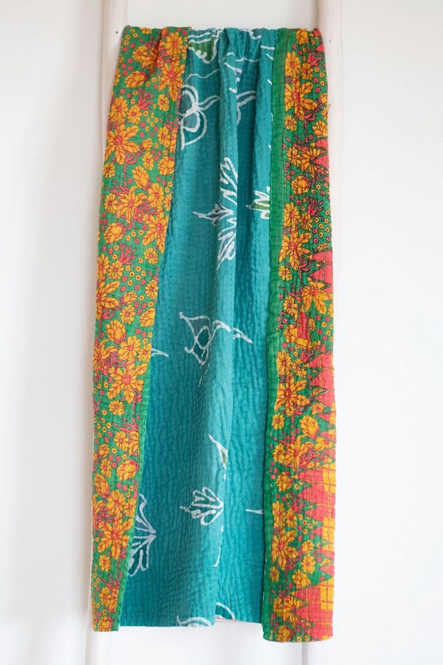 Roan Iris One-of-a-kind Kantha Quilted Throw Blanket No. 07378 #1