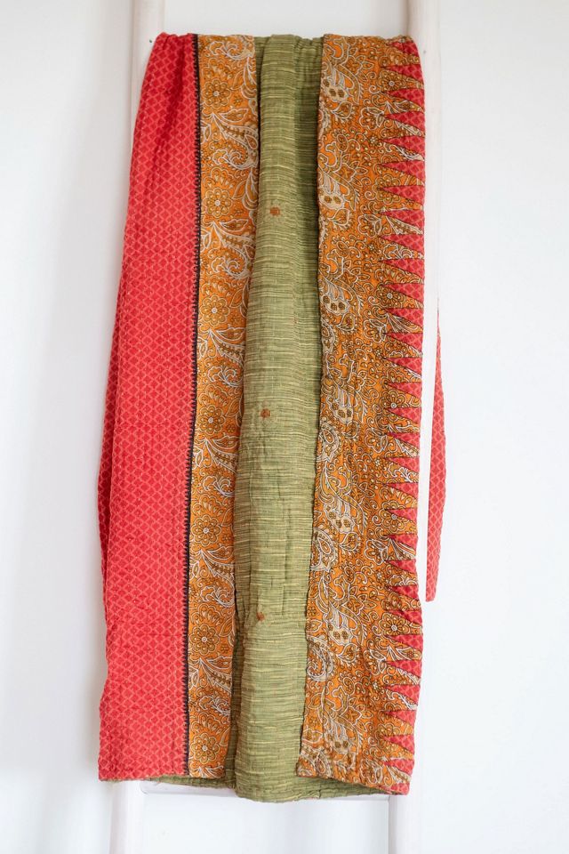 Roan Iris One-of-a-kind Kantha Quilted Throw Blanket No. 07380 #1