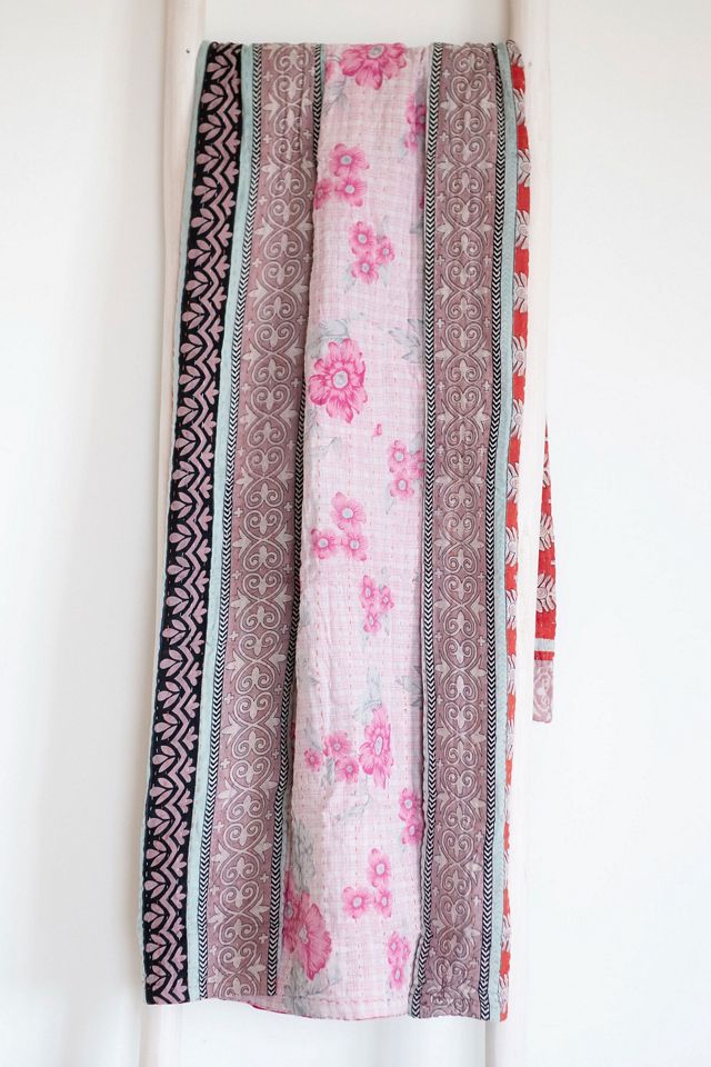 Roan Iris One-of-a-kind Kantha Quilted Throw Blanket No. 07386 #1