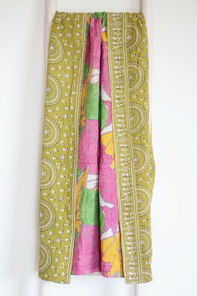Roan Iris One-of-a-kind Kantha Quilted Throw Blanket No. 07390 #1