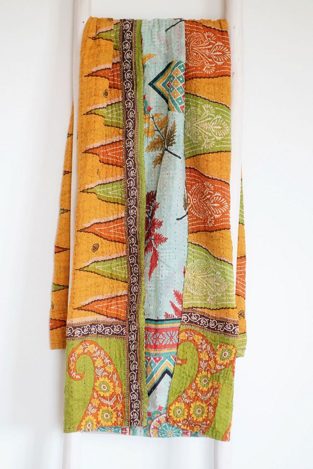 Roan Iris One-of-a-kind Kantha Quilted Throw Blanket No. 07391 #1