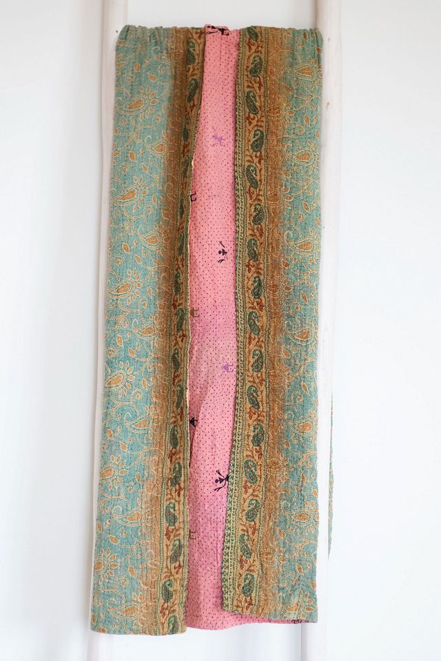 Roan Iris One-of-a-kind Kantha Quilted Throw Blanket No. 07392 #1