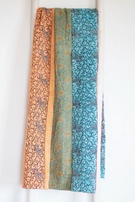 Roan Iris One-of-a-kind Kantha Quilted Throw Blanket No. 07392