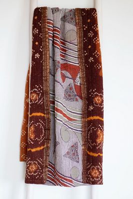 Roan Iris One-of-a-kind Kantha Quilted Throw Blanket No. 07394