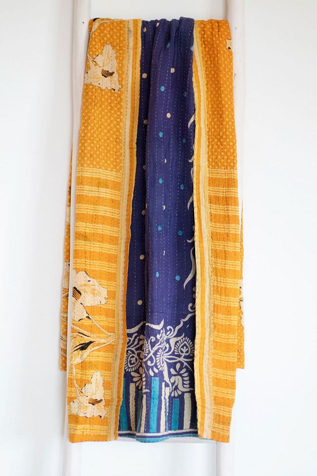 Roan Iris One-of-a-kind Kantha Quilted Throw Blanket No. 07396 #1