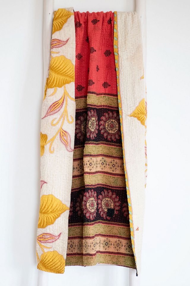 Roan Iris One-of-a-kind Kantha Quilted Throw Blanket No. 07398 #1