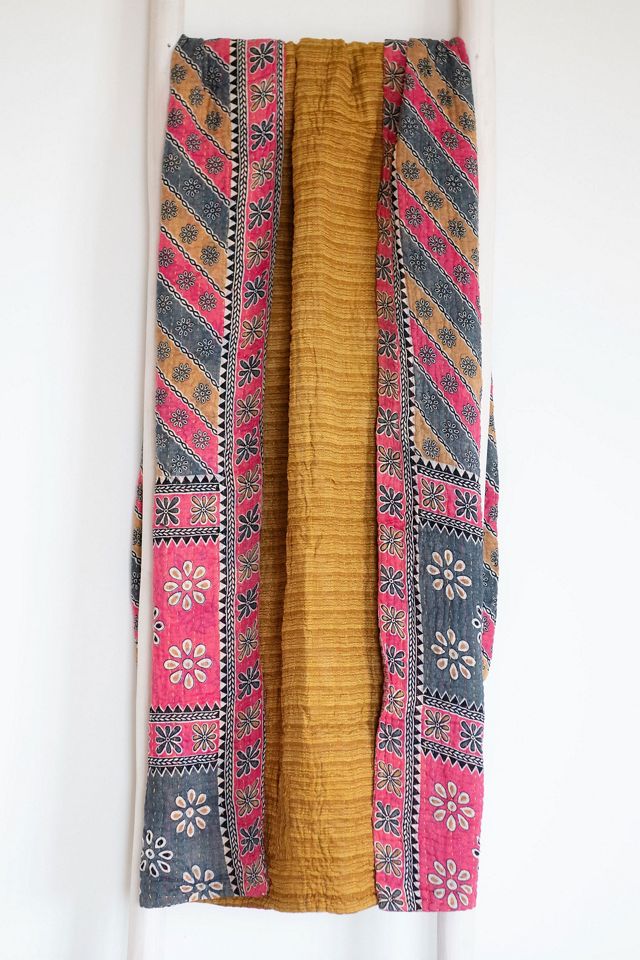 Roan Iris One-of-a-kind Kantha Quilted Throw Blanket No. 07402 #1