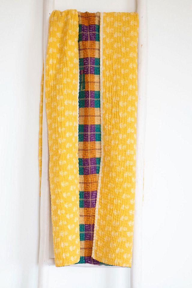 Roan Iris One-of-a-kind Kantha Quilted Throw Blanket No. 07406 #1