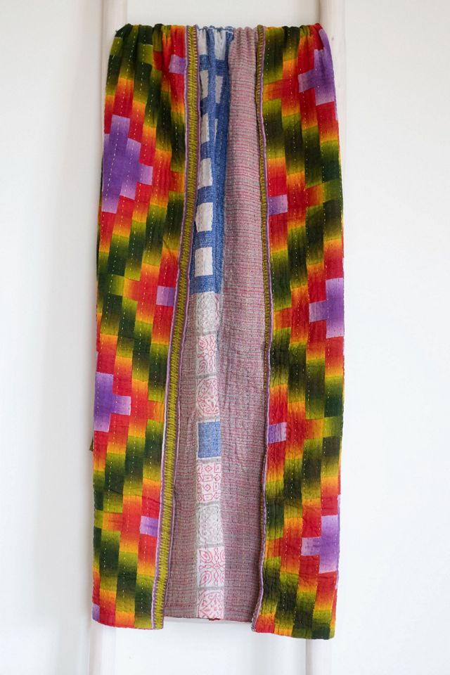 Roan Iris One-of-a-kind Kantha Quilted Throw Blanket No. 07414 #1