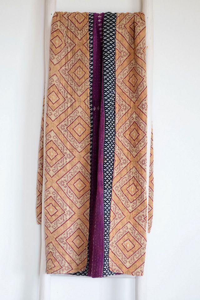Roan Iris One-of-a-kind Kantha Quilted Throw Blanket No. 07417 #1