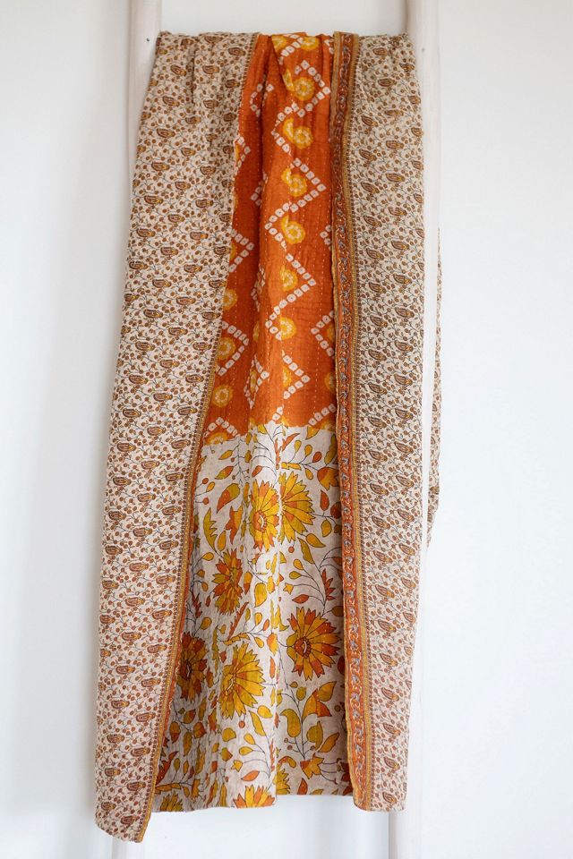 Roan Iris One-of-a-kind Kantha Quilted Throw Blanket No. 07419 #1